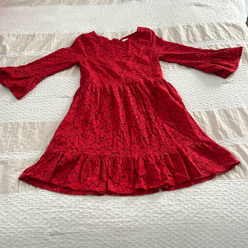 Gap Kids red lace overlay dress